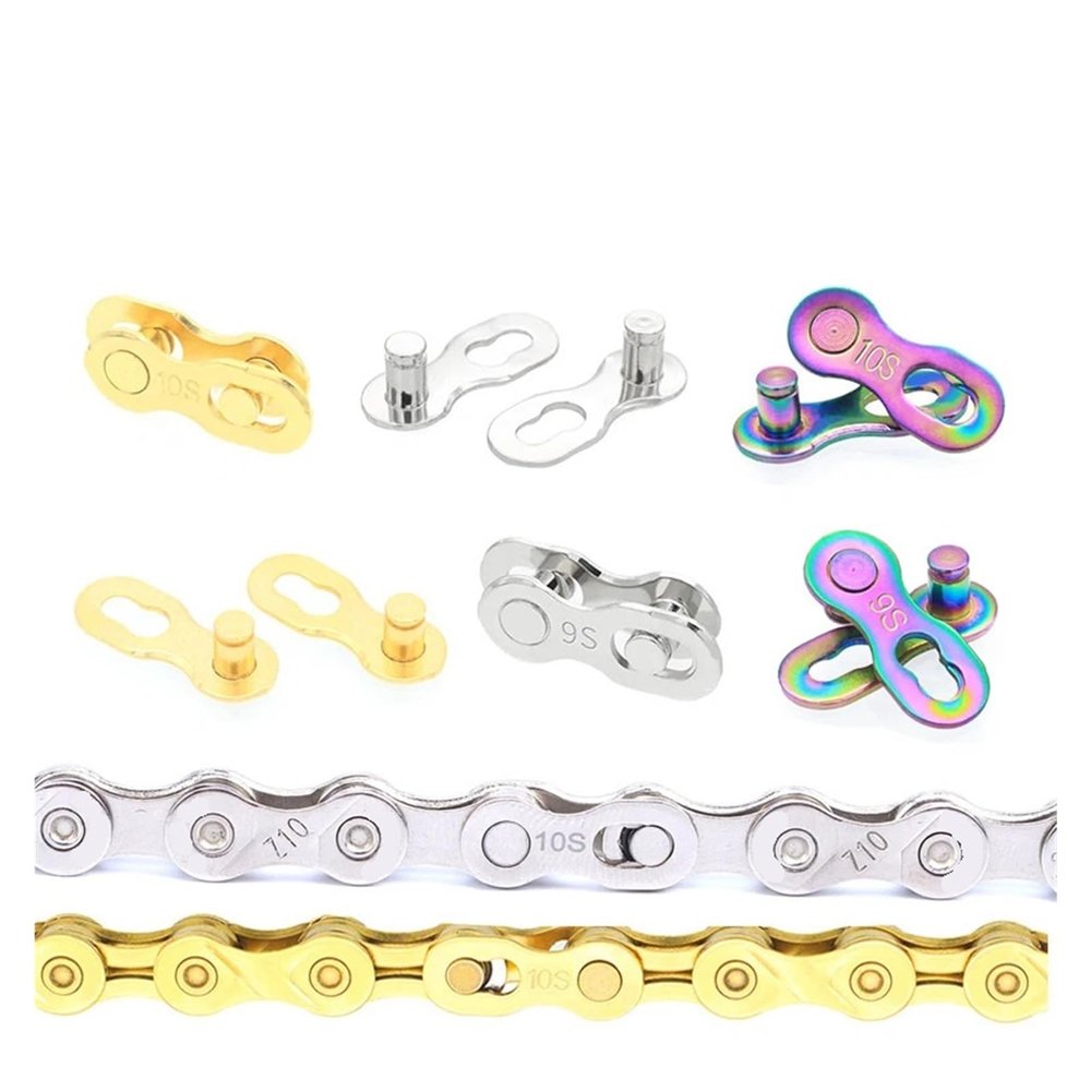Bicycle Chain Master Link, Quick Connector for 6–12-Speed Chains (1 Pair, 10-Speed, Gold)