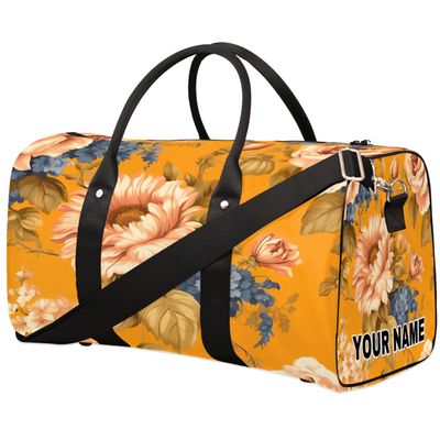 Personalized Travel & Sports Duffel Bag – Foldable Weekender, Sunflowers & Roses