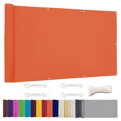 Lingle888 PB2 PES Balcony Privacy Screen, Opaque, with Eyelets and Cable Ties, 420D, Orange, 1.4 x 4.5 m