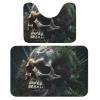 2-Piece Skull & Plants Bathroom Rug Set with U-Shaped Toilet Mat view 1