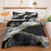 KQZVCU Marble Duvet Cover Set, Black, White and Gold Abstract Marble Pattern, for Double or Queen-Size Bed, 140 x 210 cm / 48 x 75 cm Pillowcases x 2 view 1