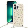 Xylota Phone Lanyard Case for iPhone 13 Pro Max 6.7", Beige Floral Pattern view 3