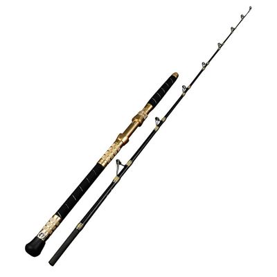 VIQUTRG 1.65 m/1.8 m/1.95 m/2.1 m Spinning Rod, Solid Fiberglass, 30 kg, Trolling/Casting Jig, Deep-Sea Boat Rod (Black, 2.1 m Spinning)