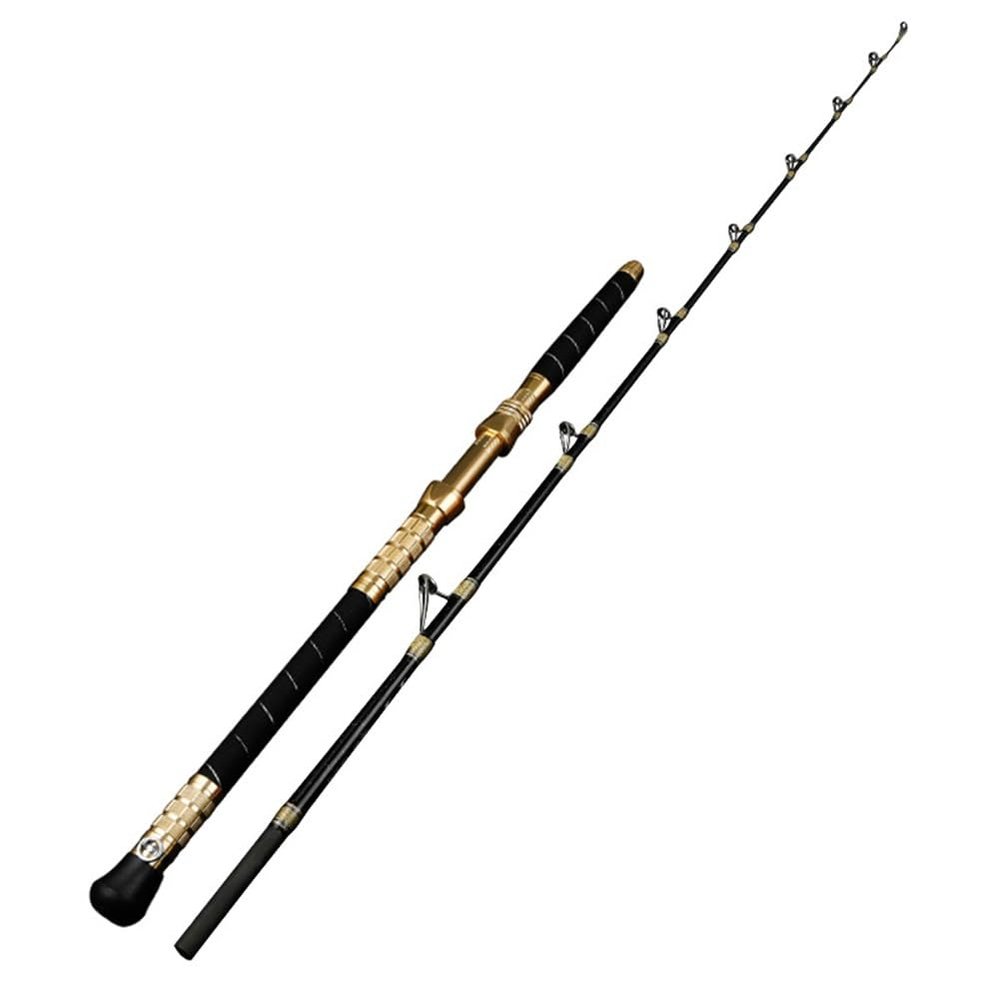 VIQUTRG 1.65 m/1.8 m/1.95 m/2.1 m Spinning Rod, Solid Fiberglass, 30 kg, Trolling/Casting Jig, Deep-Sea Boat Rod (Black, 2.1 m Spinning)