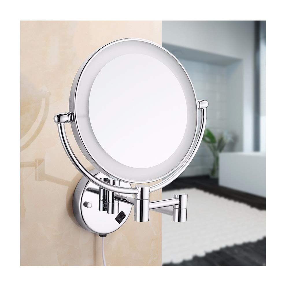9-Inch Wall-Mounted LED Makeup Mirror with 3x Magnification
