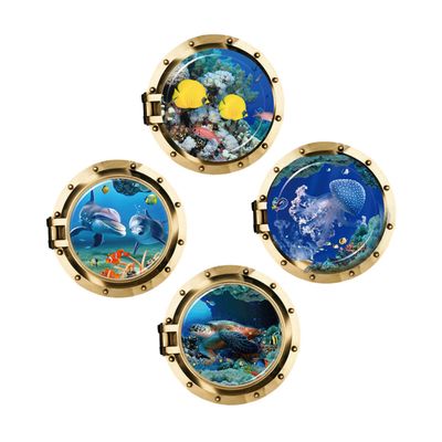 ibasenice Creative Removable Wall Decor, 4-Piece PVC Sea Animal Wall Decals for Children's Rooms and Bedrooms