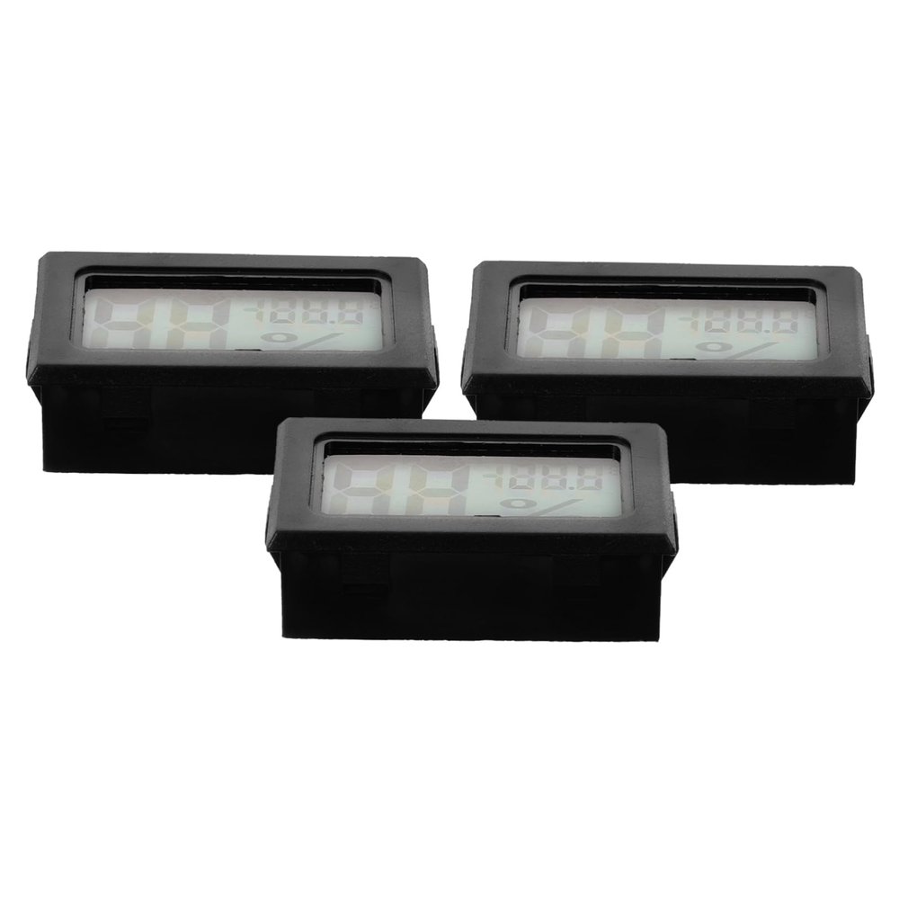 3-Pack Small Indoor Hygrometer Thermometers, Black ABS
