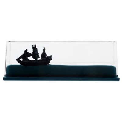 PRETYZOOM Pirate Ship in a Bottle with Liquid Drift, Rocking Acrylic Desk Decor, Birthday Gift for Bedroom or Nightstand