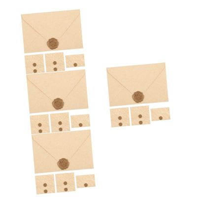 NUOBESTY 24-Piece Vintage Kraft Paper Envelopes with Wax Seals and Linen Texture for Weddings and Parties