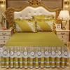 Bed Skirt/Base Valance, 150/180 x 220 cm, Deep Green Lace, Khaki view 2