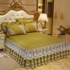 Bed Skirt/Base Valance, 150/180 x 220 cm, Deep Green Lace, Khaki view 4