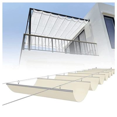 IBOWZ Retractable Clamp-On Awning, Wave Sun Shade with Sliding Wires, 90% UV Resistance