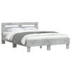 vidaXL Bed Frame with Headboard and LED Lighting Concrete Gray 120x190 cm view 1