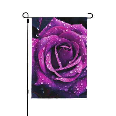 Garden Flag with Blooming Rose, Printed, 28 x 40 in, Double-Sided Outdoor Garden Flag