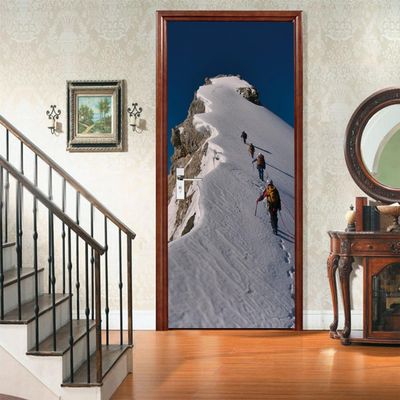 Self-Adhesive 3D Snow Mountain Door Wallpaper, 95 x 215 cm