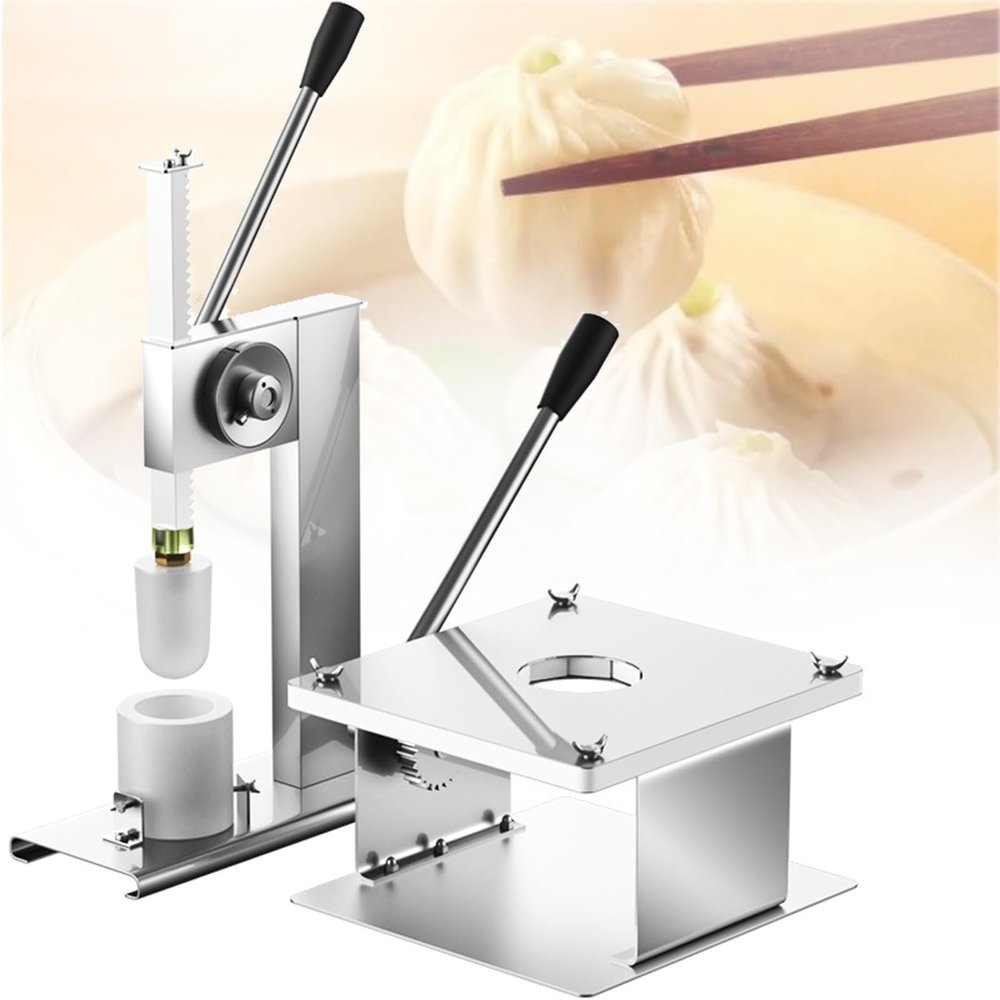 Baozi Maker, Steel Chinese Bun Dumpling Mold with Dough Press and Sealing Tool, Medium Mask