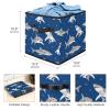 Folding Fabric Storage Cube with Handles for Toys, Clothes, and Books - Happy Shark Blowing Bubbles view 3