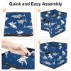 Folding Fabric Storage Cube with Handles for Toys, Clothes, and Books - Happy Shark Blowing Bubbles view 4