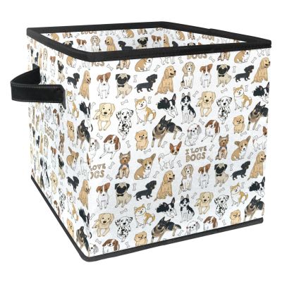 VAPOKF Foldable Storage Cube with Handles, I Love Dogs and Bones
