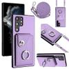 Xinyunew Phone Case for Samsung Galaxy S22 Ultra with Strap, Card Slots, Wallet, 360° Ring Stand, Leather Folio Case, Purple view 1