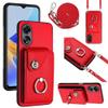 Xinyunew Folio Phone Case for Oppo A58 4G with Strap, Card Slots, Wallet, 360° Ring Stand, Red view 1