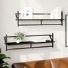 AIJUUKJP Wall Shelves with Rods, 2 Pieces, Black, 100 x 25 x 30 cm view 1