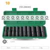 1/2-Inch 10-Piece 10–24 mm, 78 mm Hex Socket Set for Electric, Pneumatic, and Manual Wrenches view 2