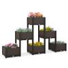 HAPPYGRILL Outdoor Raised Garden Bed, Set of 6, with Removable Legs and Supports, Self-Watering System, Drainage Holes view 1