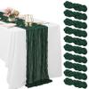 Dark Green Cheesecloth Table Runners, Boho Gauze, 10-Pack view 1