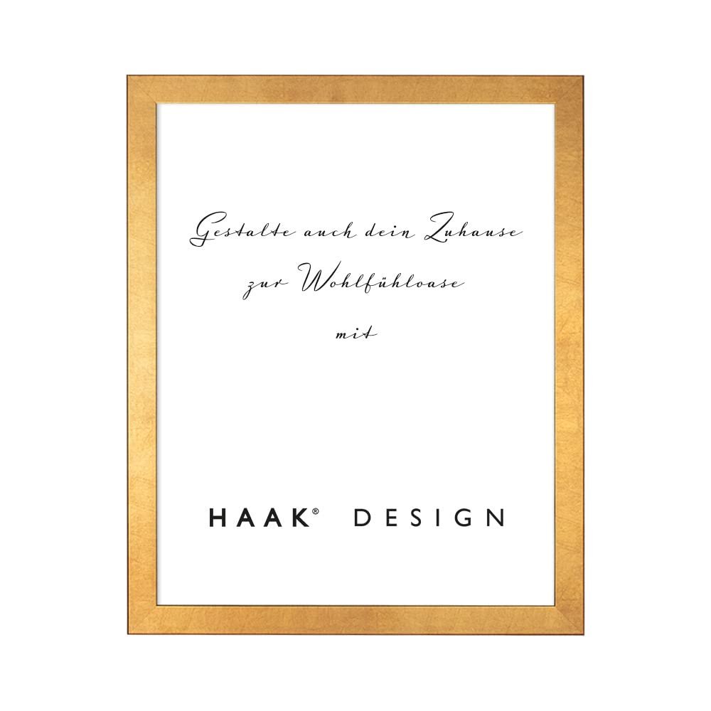 Haak Tokio Modern Sturdy Picture Frame, Anti-Reflective, Gold Leaf, 20 x 28 cm