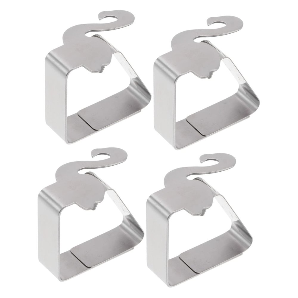 Alipis 4-Piece Adjustable Sturdy Stainless Steel Tablecloth Clips, Silver
