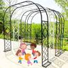 Metal Garden Arch Gate Pergola Trellis for Roses, White view 1