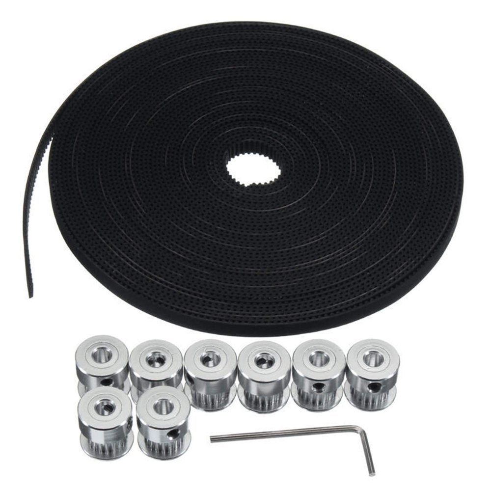 10 m (33 ft) 20T GT2 Timing Belt, 6 mm Wide, 10 Pulleys for 3D Printer CNC Tool Kit