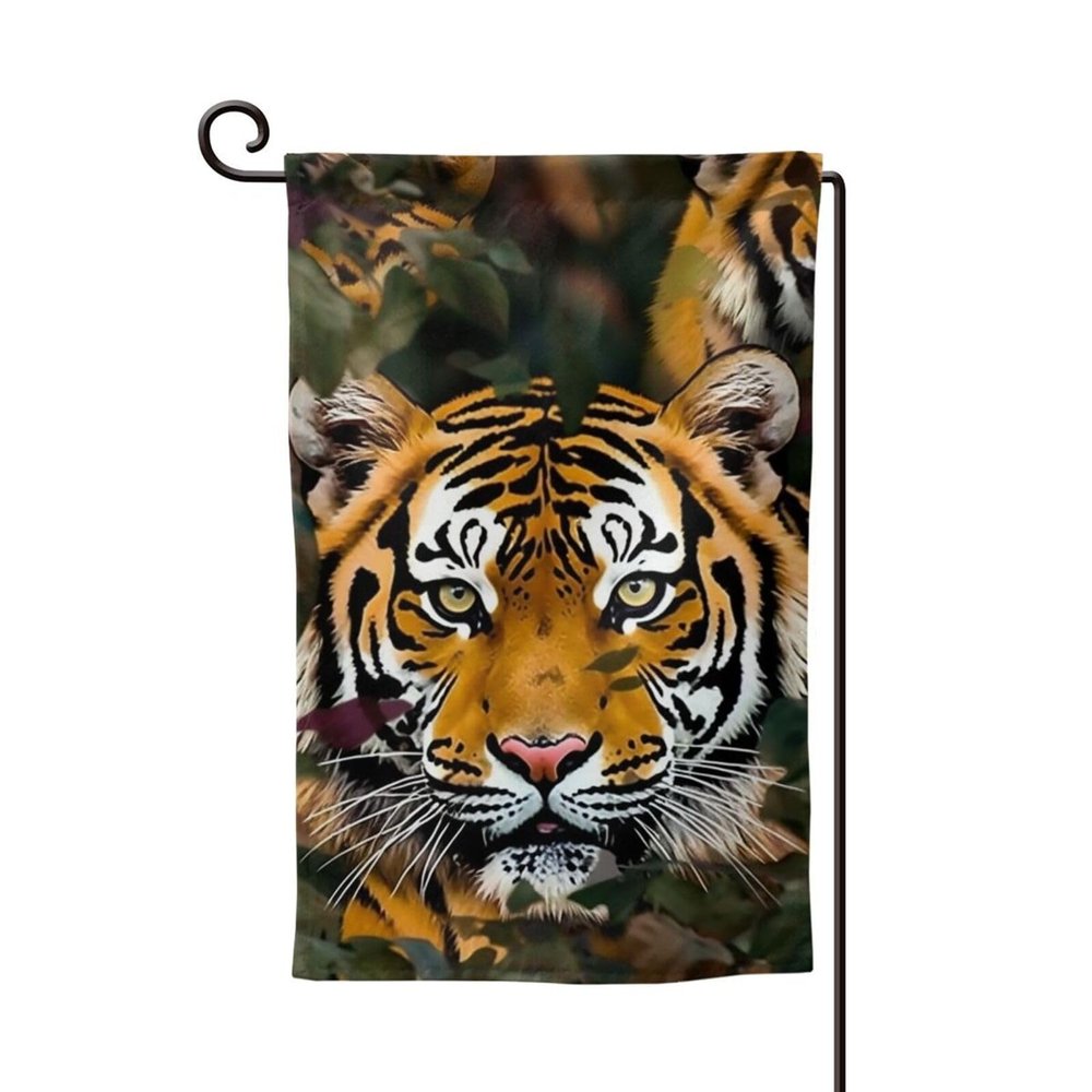 Garden Flag, 32.5 x 45.7 cm, Decorative Camouflage Tiger Welcome Flag, Double-Sided, Fade-Resistant, Outdoor/Indoor
