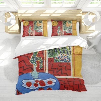 DINGSION Henri Matisse-Style Interior Rouge 1995 Duvet Cover Set, 3-Piece, 240 x 220 cm