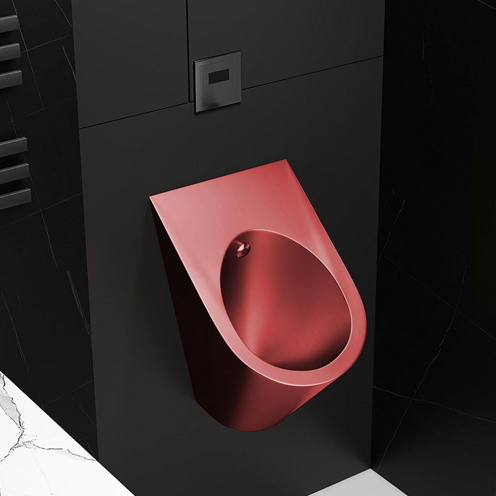 ZDMZR Bar Urinal, Stainless Steel, Intelligent Sensor Design, Leak-Resistant, Red