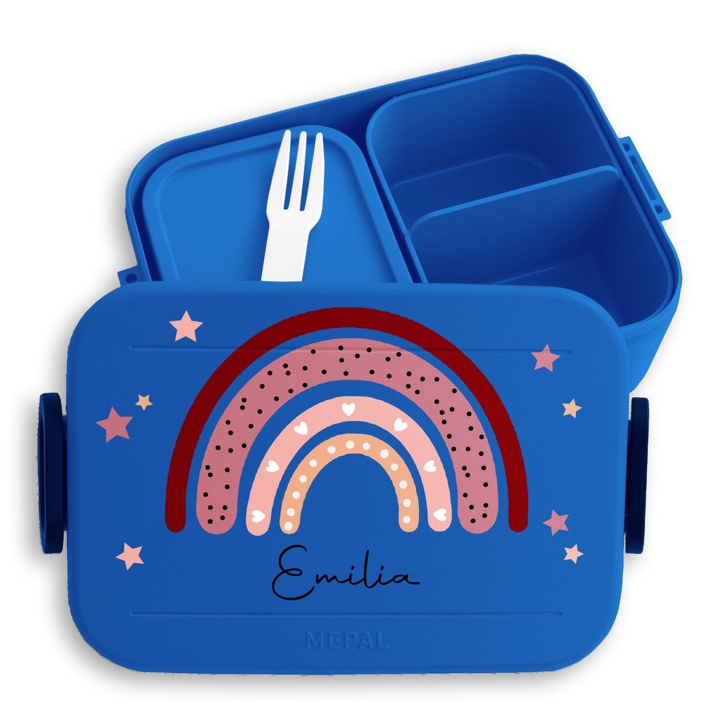 Shirtracer Mepal Personalized Kids' Lunchbox, Rainbow Stars & Name