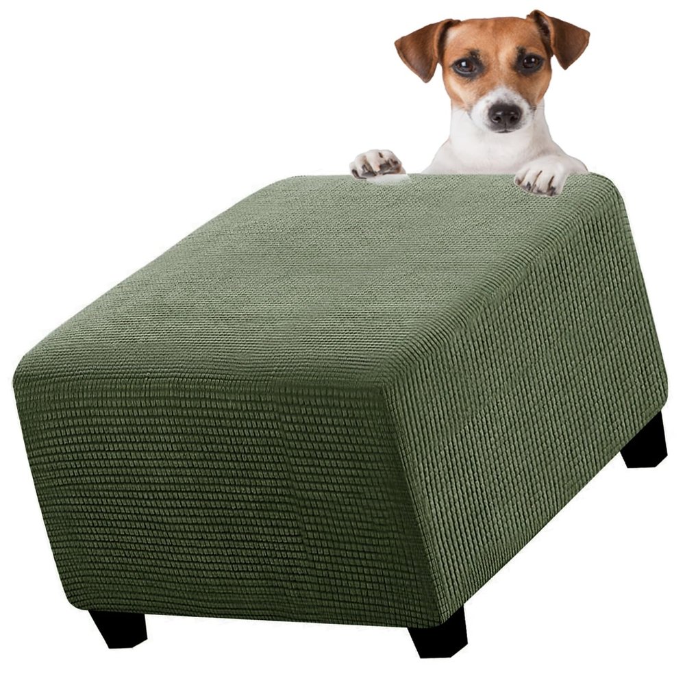 Square Stretch Velvet Footstool Slipcover, 40x40 to 60x60 cm