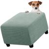 Square Ottoman Cover, Stretch Silver Fox Velvet, 40 x 40 to 60 x 60 cm view 1
