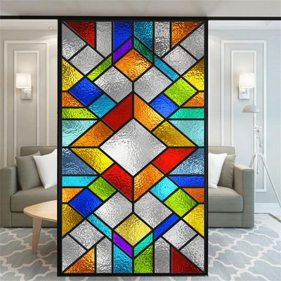 Adhesive-Free Privacy Window Film, Forest Pattern, Frosted Glass, 110H, 55 x 90 cm