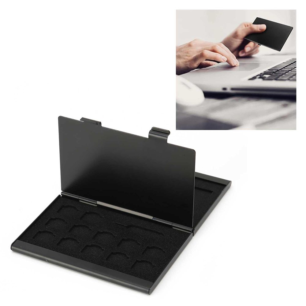 SIM Card Storage Box, Lightweight Aluminum Case with 4 SIM, 12 Nano SIM and 4 SIM Slots