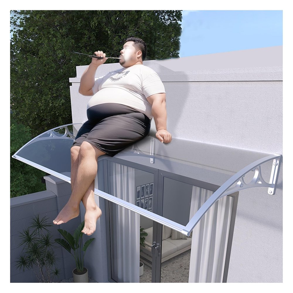 Door Canopy with UV Protection, Aluminum Frame, Transparent Polycarbonate, 120 × 150 cm