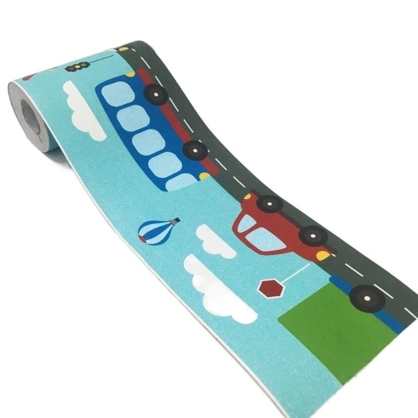 Traffic-Themed Peel-and-Stick Wall Border for Kids’ Rooms