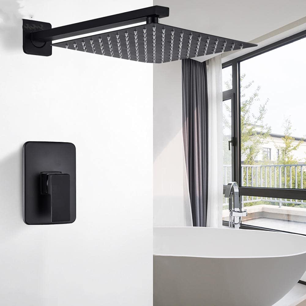 Bathroom Shower Faucet Set, Matte Black Showerhead with Handheld Shower, Hot and Cold Water Mixer, Bathtub Faucet, 20.3 cm