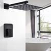 Bathroom Shower Faucet Set, Matte Black Showerhead with Handheld Shower, Hot and Cold Water Mixer, Bathtub Faucet, 20.3 cm view 1