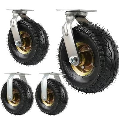 Heavy-Duty Industrial Casters, Trolley Transport Casters, Replacement Rubber Furniture Casters, 2 Swivel and 2 Rigid Casters, 150 mm, 200 mm, 250 mm