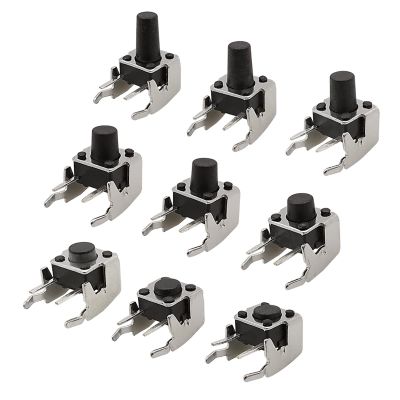 100-Piece 6x6mm PCB Right-Angle Momentary Tactile Push Buttons with Standoff, 6x6x7.5mm