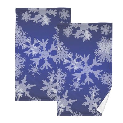 FRODOTGV Decorative Hand Towels, Blue Christmas Snow Illustration, 2-Piece Set