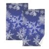 FRODOTGV Decorative Hand Towels, Blue Christmas Snow Illustration, 2-Piece Set view 1