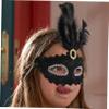 Abaodam 12 Reusable Feather Masks for Masquerade Balls and Cosplay, Black view 2